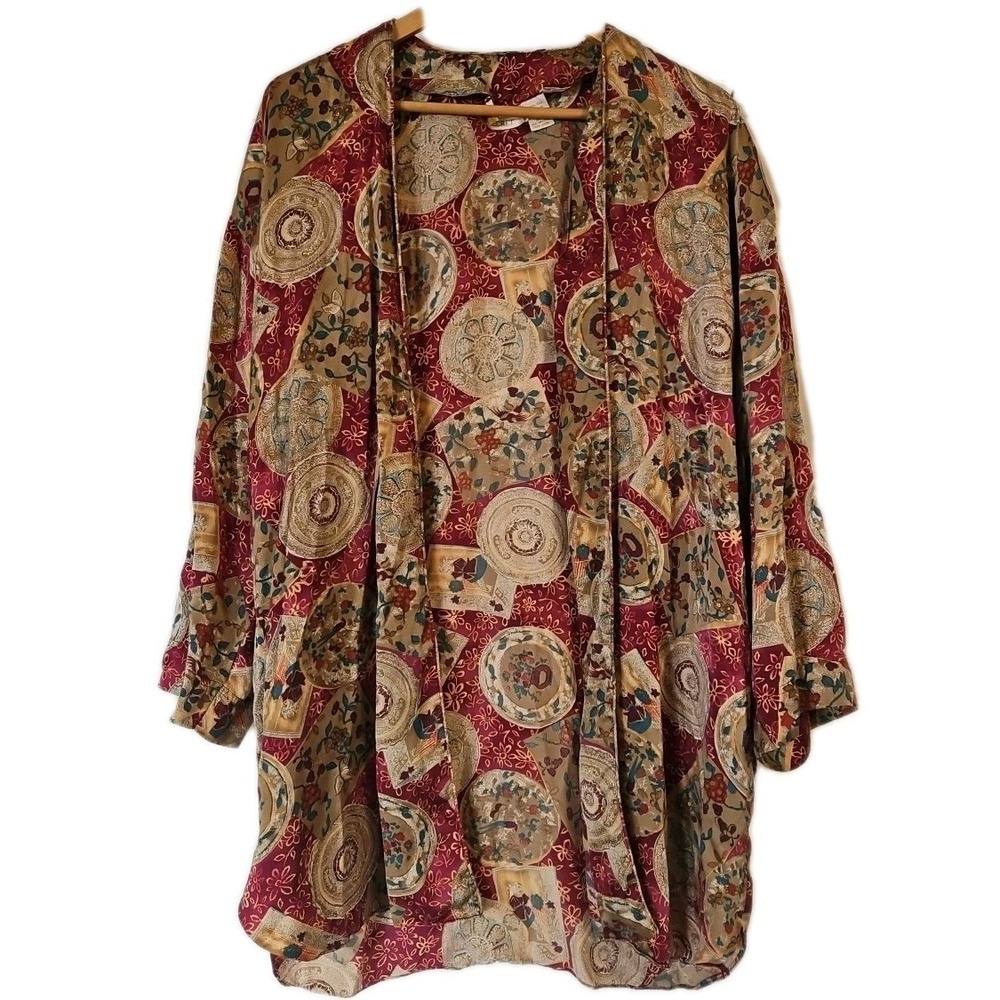 Vintage Victorias Secret Gold Label 100% Silk Robe Kimono One Size Romantic
